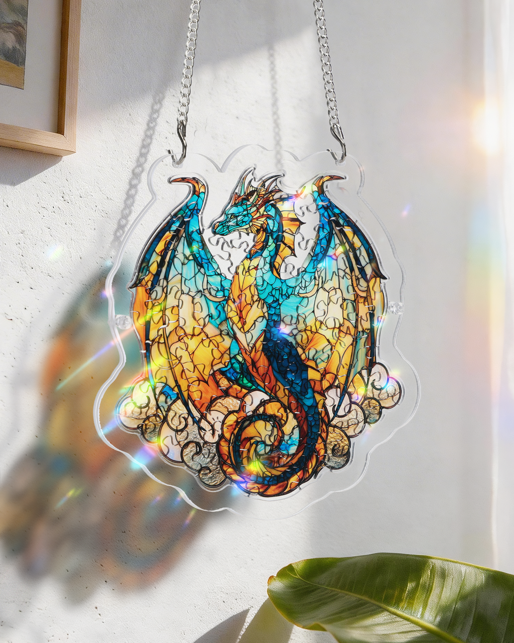 Acrylic Jigsaw Puzzle Suncatcher - Oceanfire Dragon
