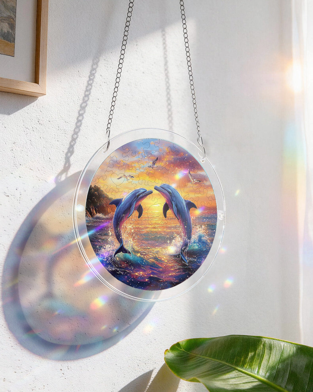 Dolphin Love Song Light Suncatcher-Acrylic Window Art