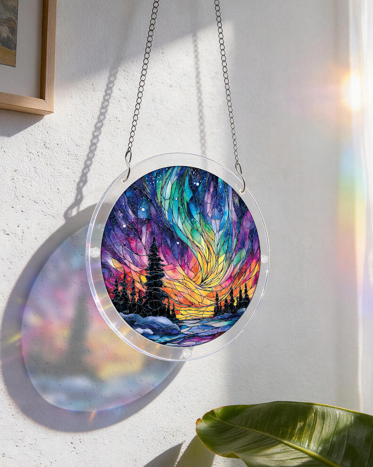 Snowy Aurora Night Light Suncatcher-Acrylic Window Art