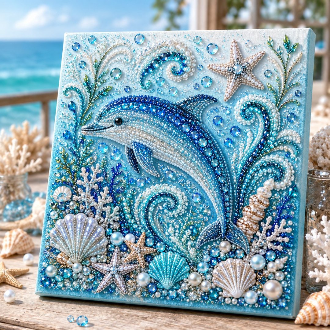 3D Ocean-Themed DIY Diamond Painting - Dolphin