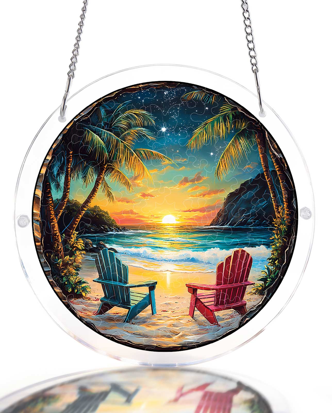 Acrylic Jigsaw Puzzle Suncatcher - Tropical Sunset