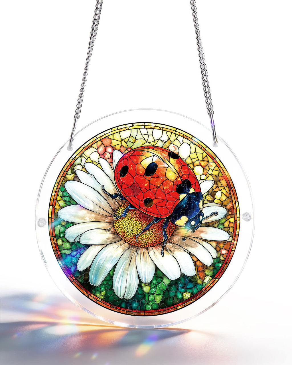 Acrylic Jigsaw Puzzle Suncatcher - Ladybug on Daisy
