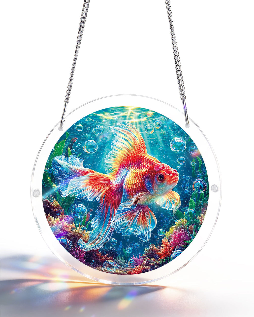 Acrylic Jigsaw Puzzle Suncatcher - Starflame Goldfish