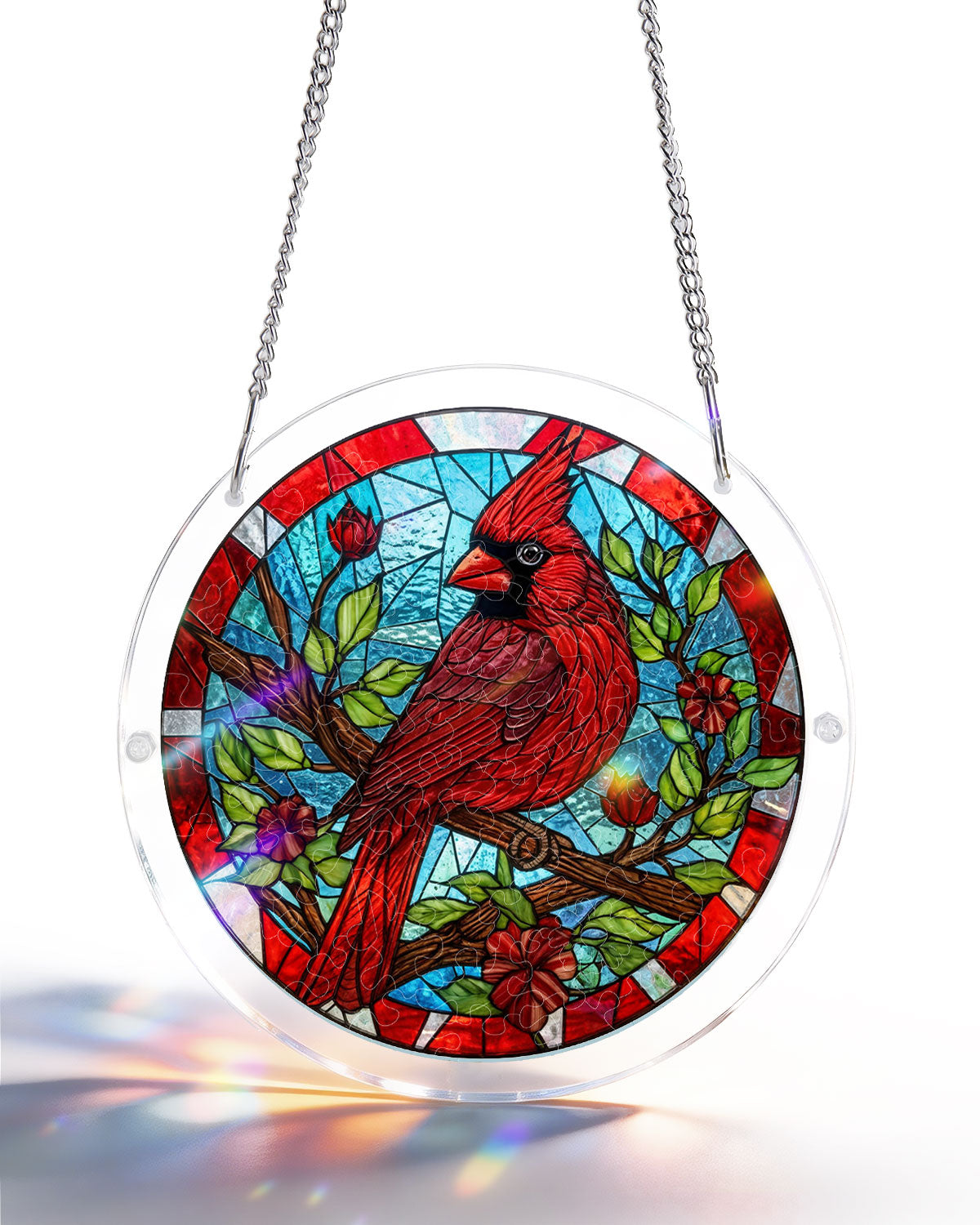 Acrylic Jigsaw Puzzle Suncatcher - Muted Cardinal