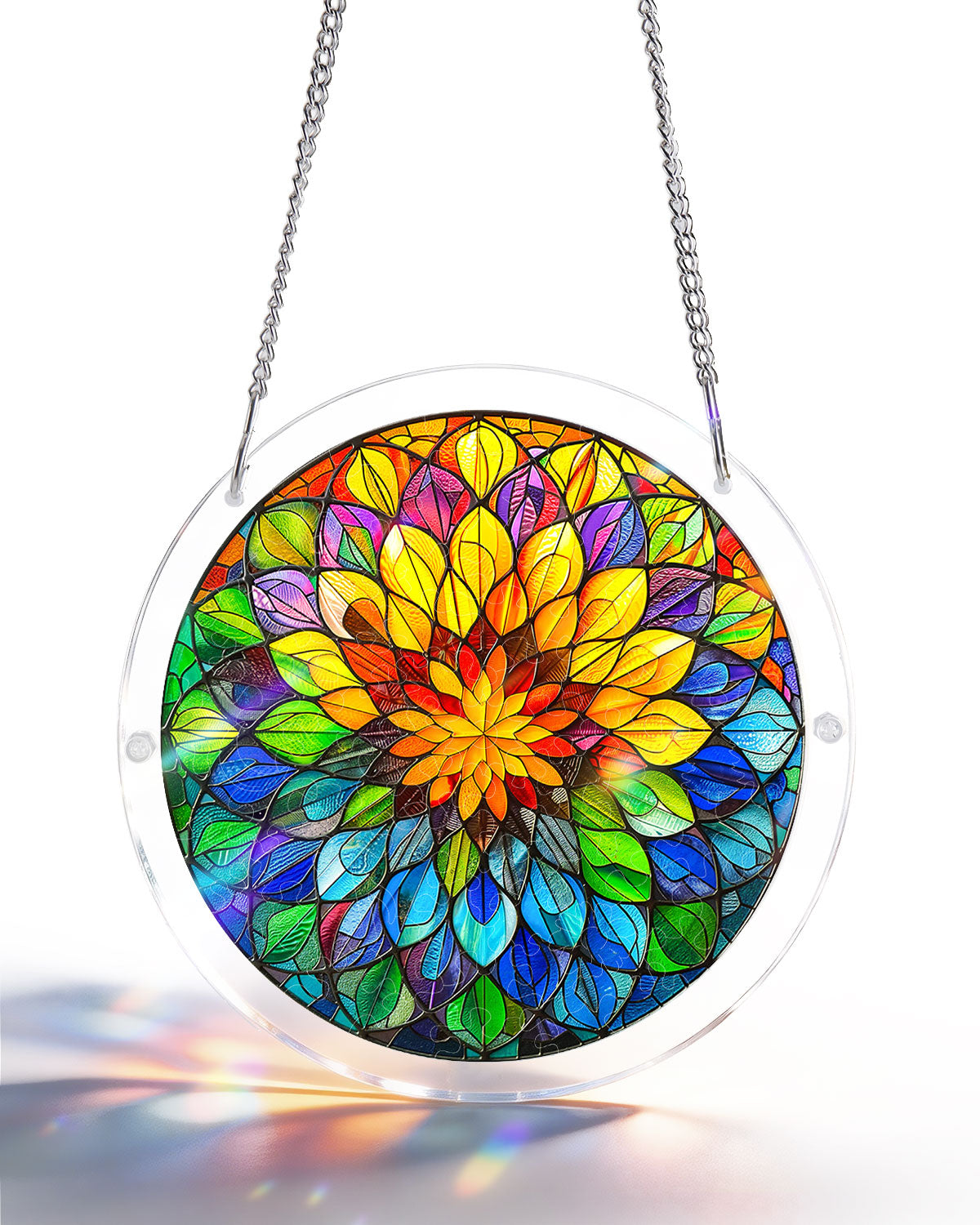 Acrylic Jigsaw Puzzle Suncatcher - Spectrum Bloom Mandala