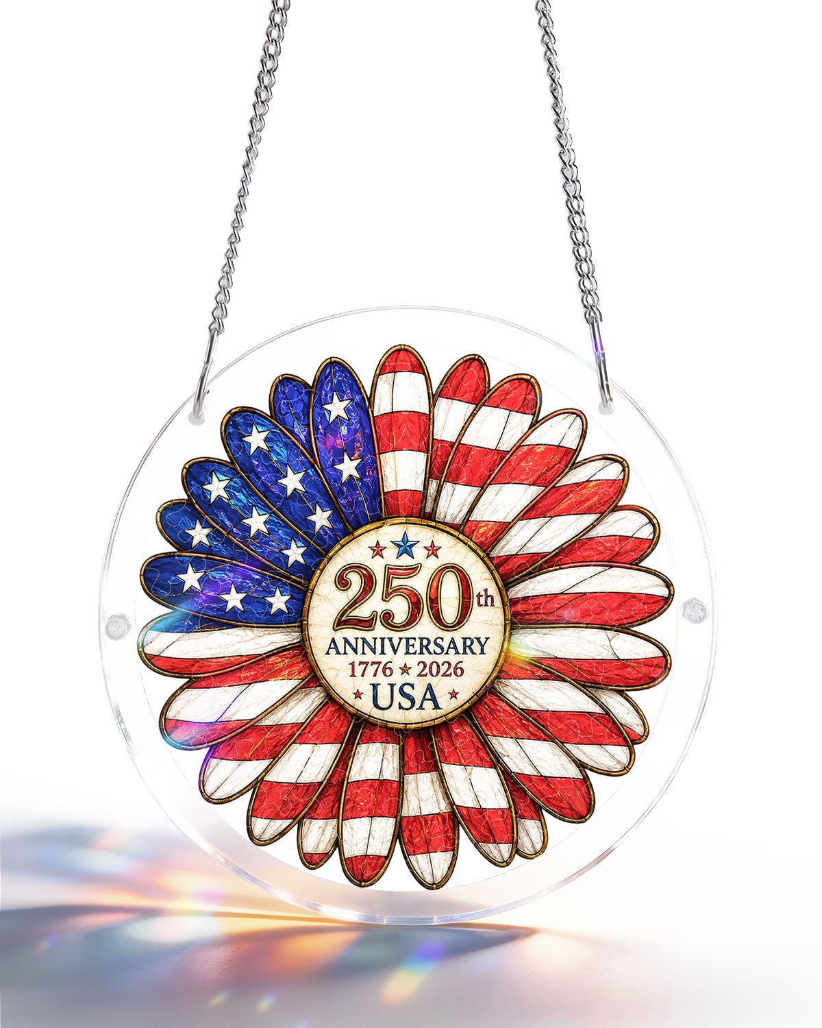 Acrylic Jigsaw Puzzle Suncatcher - Flag Flower