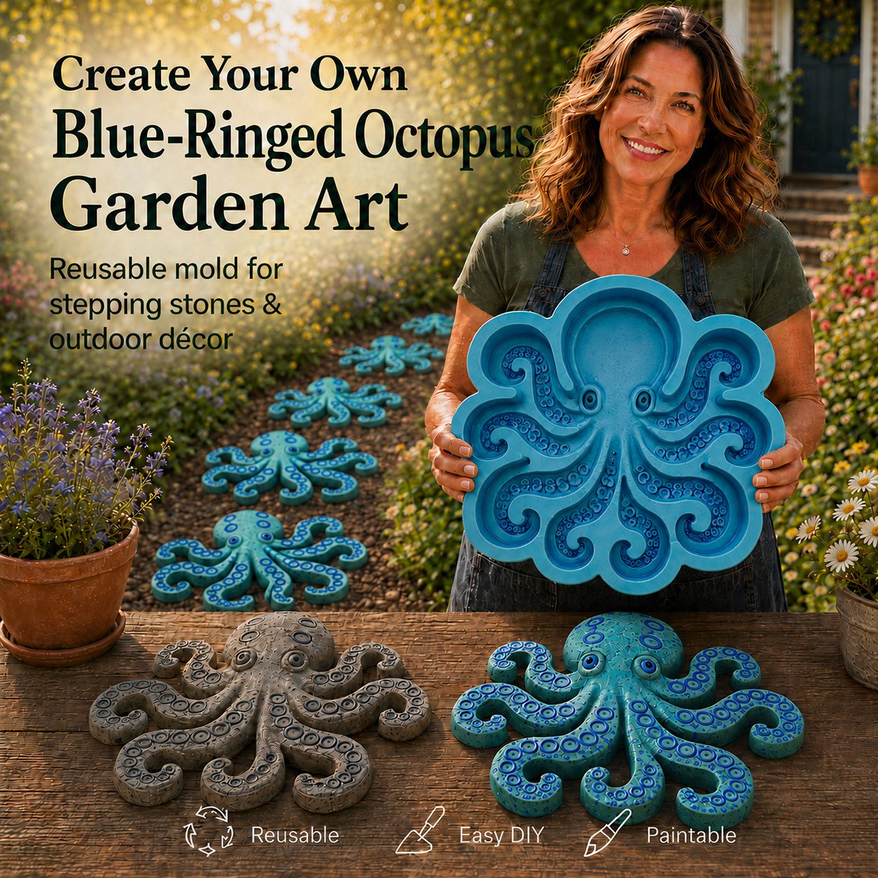 Reusable Stepping Stone Mold – Octopus