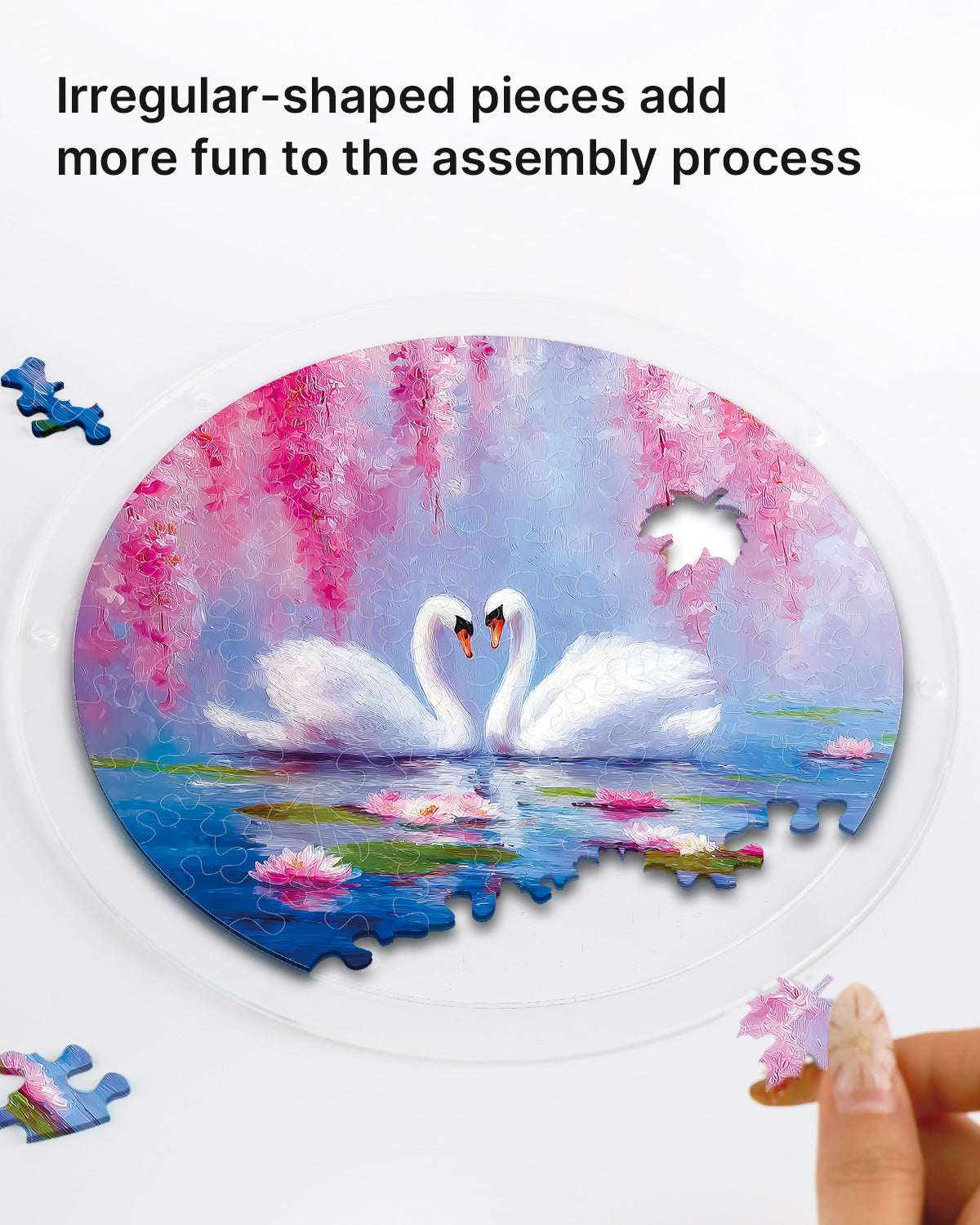 Swans in Blossom Lake Light Suncatcher-Acrylic Window Art