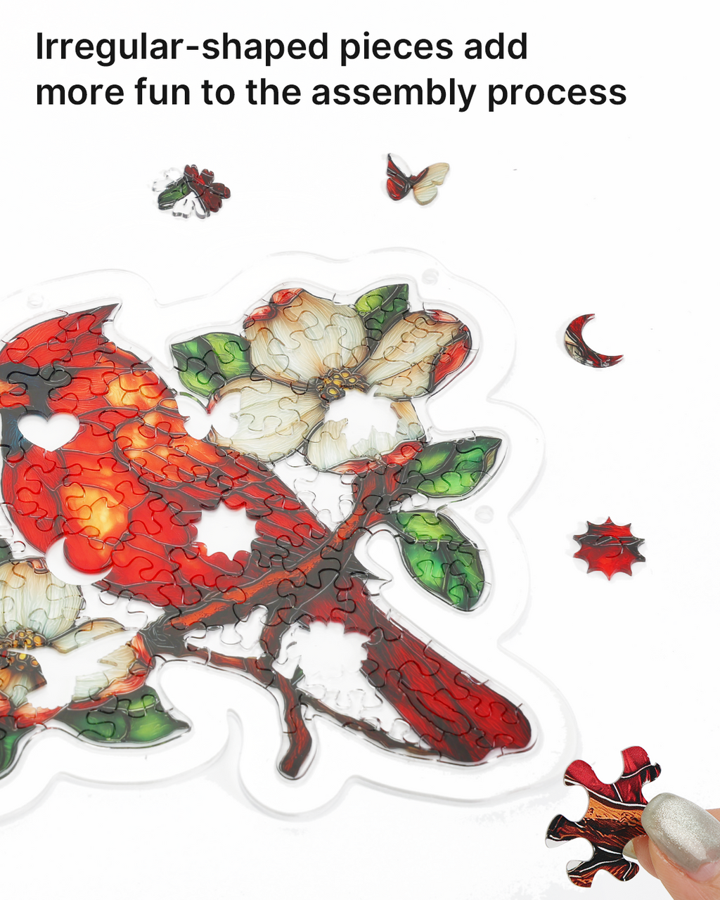 Acrylic Jigsaw Puzzle Suncatcher - Magnolia Cardinal