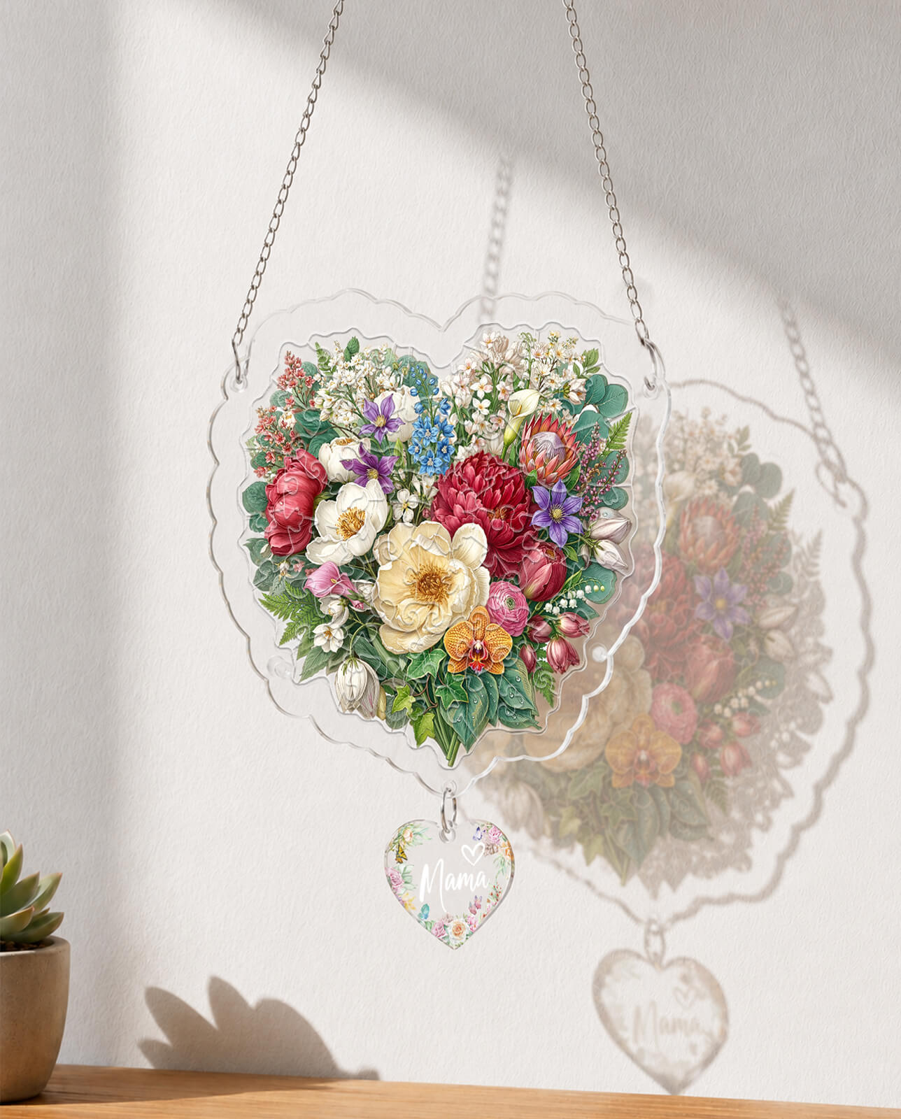 Acrylic Jigsaw Puzzle Suncatcher - Blush Garden Heart