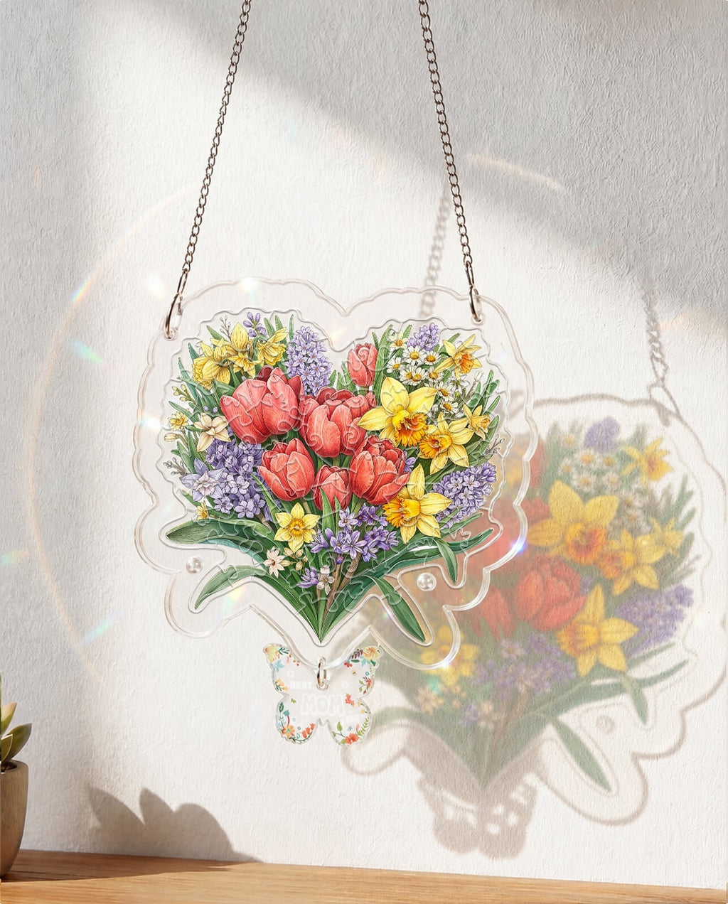 Acrylic Jigsaw Puzzle Suncatcher - Neon Petal Heart