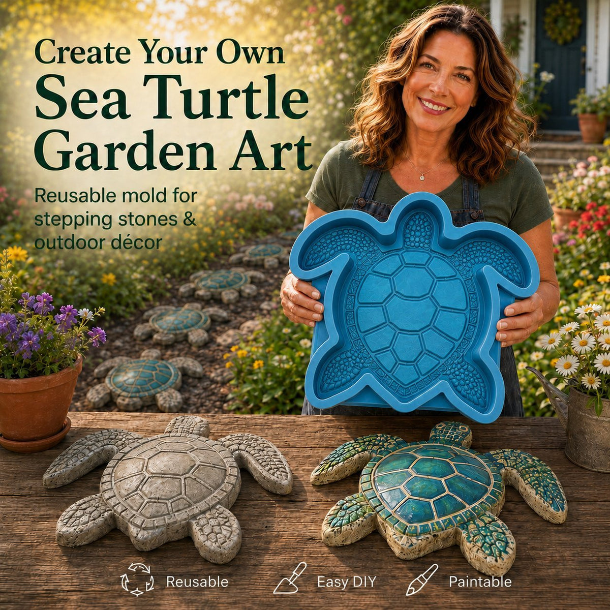 Reusable Stepping Stone Mold – Sea Turtle