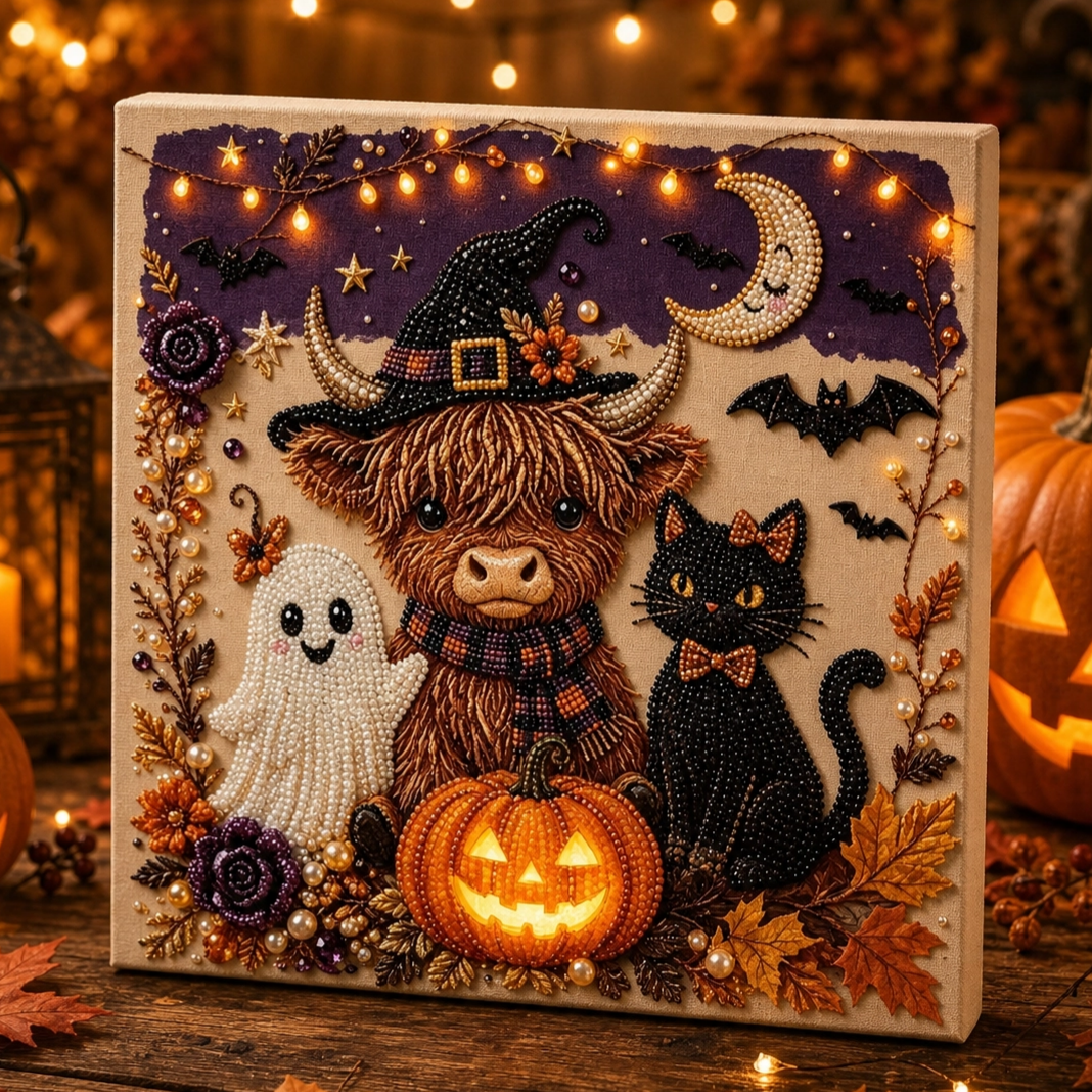 3D Halloween-Themed DIY Diamond Painting – Highland Cow