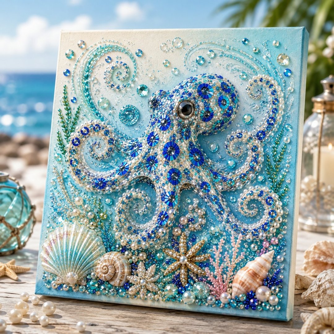3D Ocean-Themed DIY Diamond Painting - Octopus