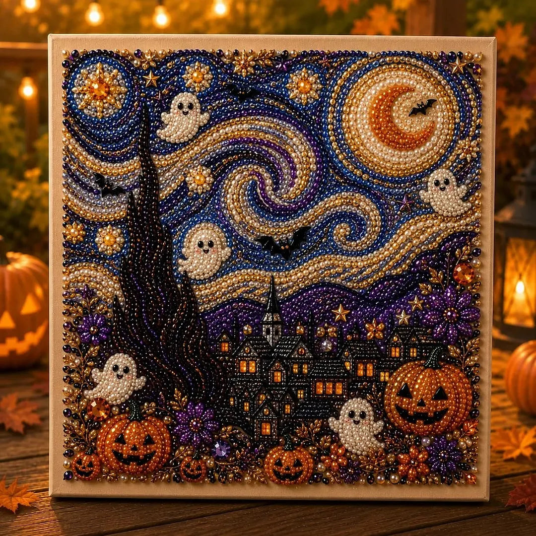 3D Halloween-Themed DIY Diamond Painting – Ghostly Night