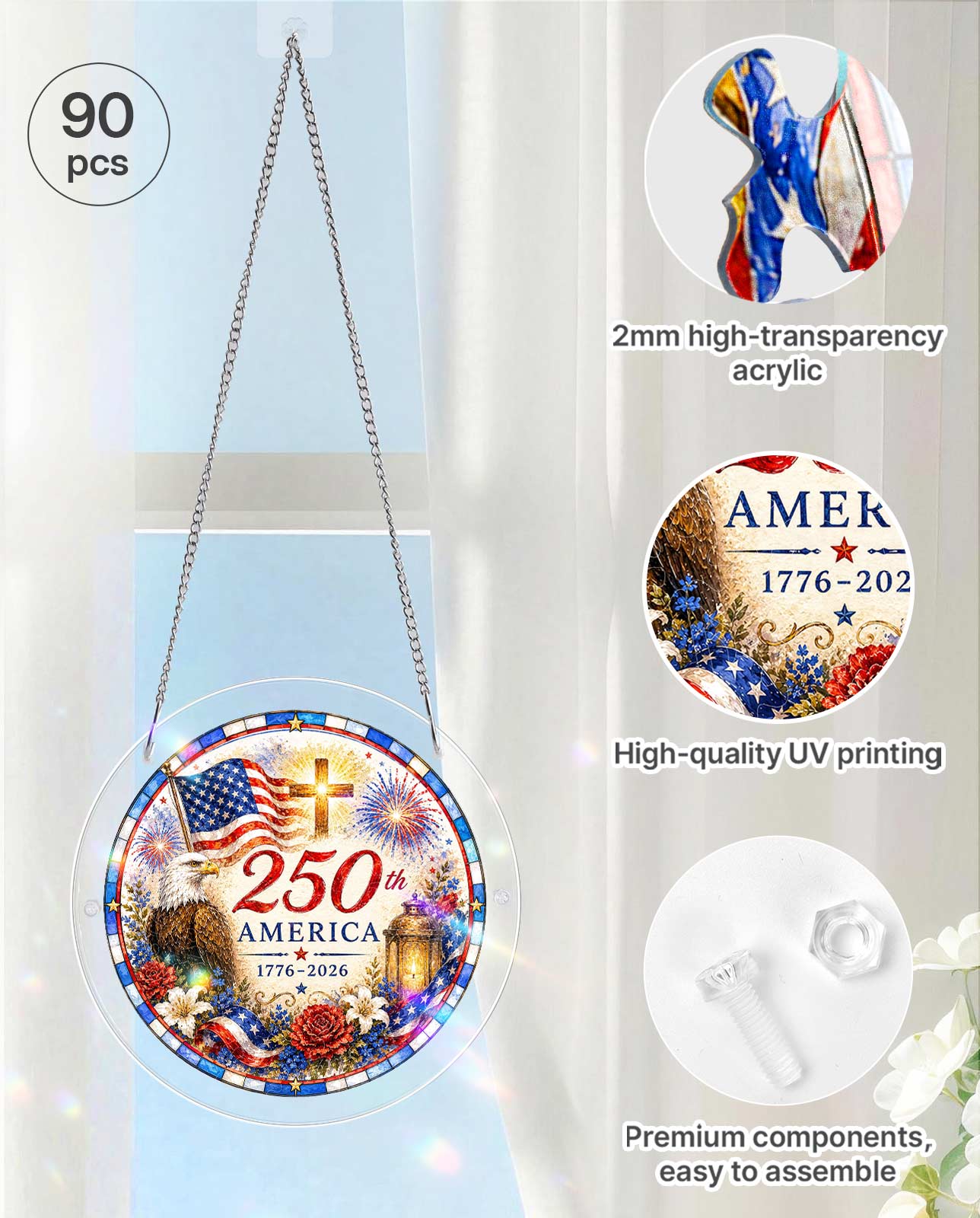 Acrylic Jigsaw Puzzle Suncatcher - Faith & Freedom