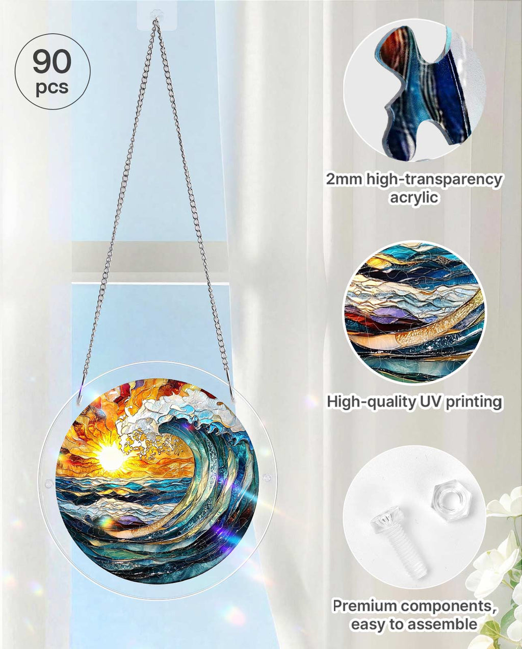 Acrylic Jigsaw Puzzle Suncatcher - Golden Wave