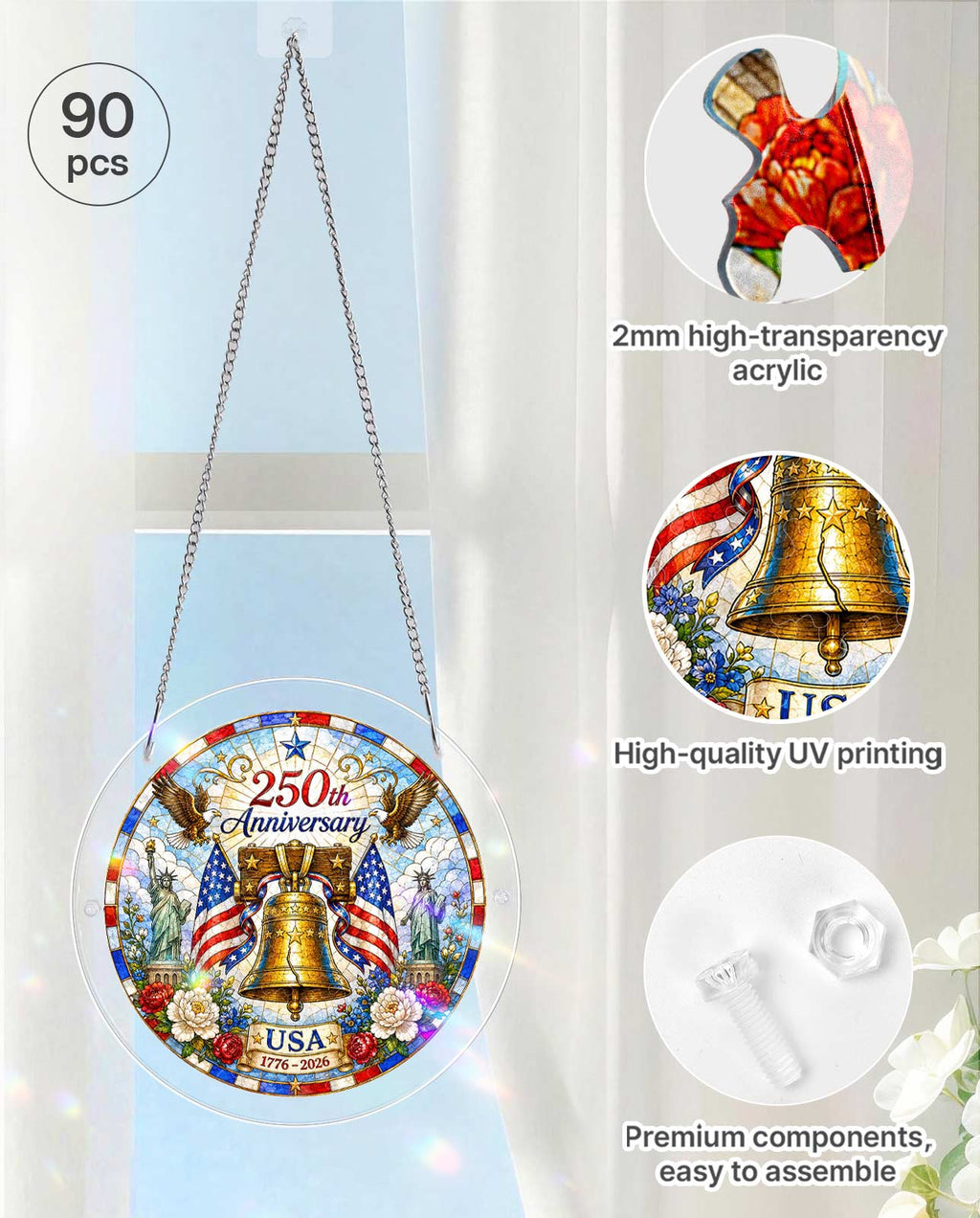 Acrylic Jigsaw Puzzle Suncatcher - Liberty Bell