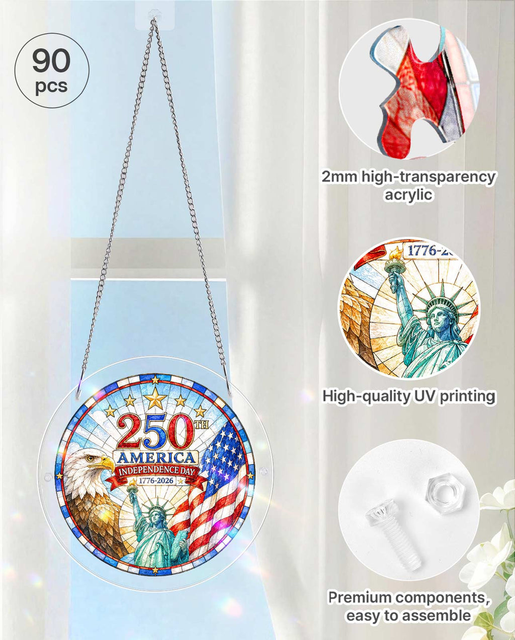 Acrylic Jigsaw Puzzle Suncatcher - American Bicentennial
