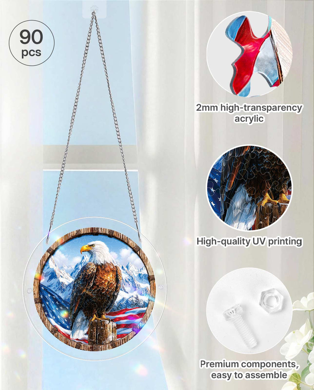 Acrylic Jigsaw Puzzle Suncatcher - Wings of Freedom