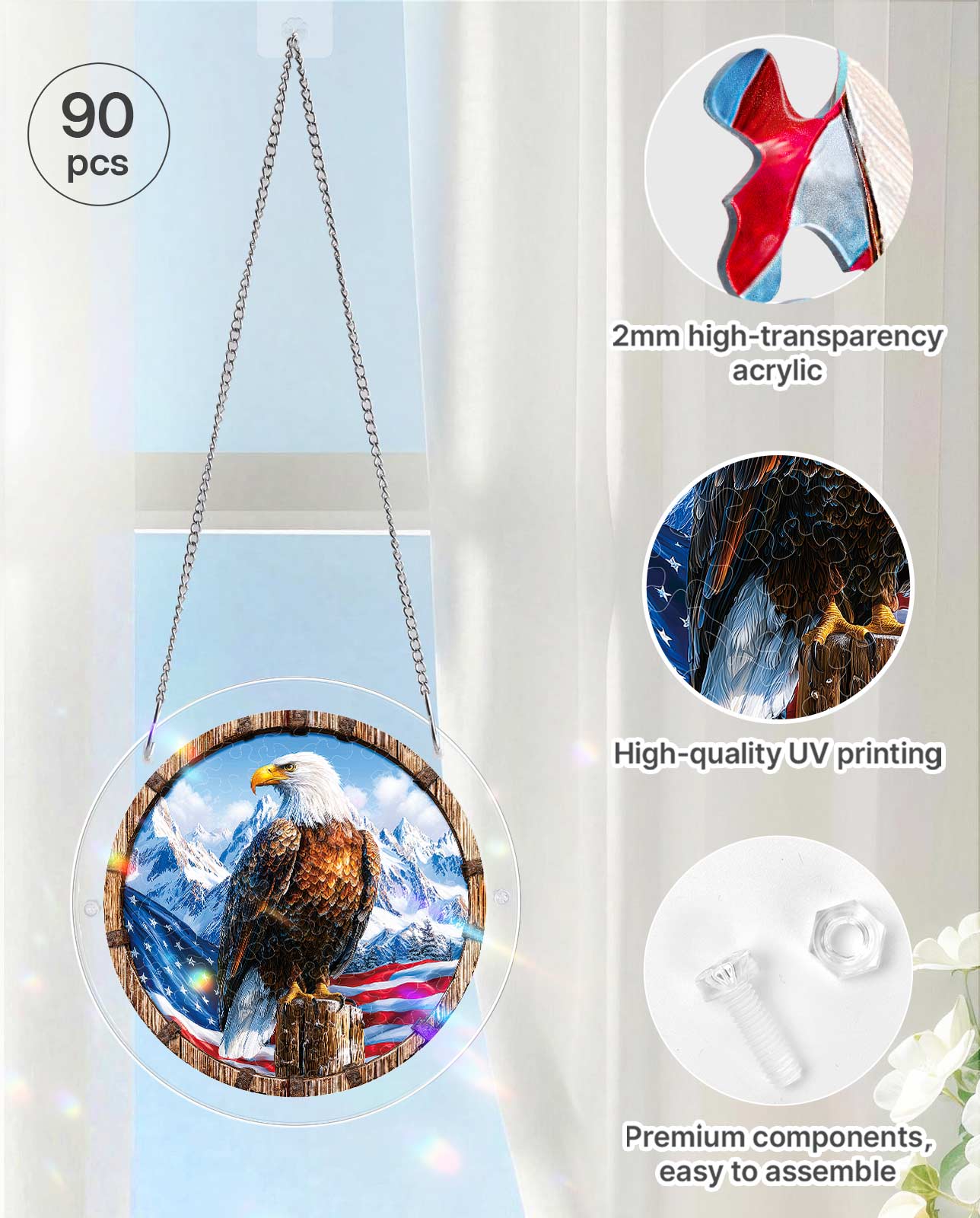 Acrylic Jigsaw Puzzle Suncatcher - Wings of Freedom