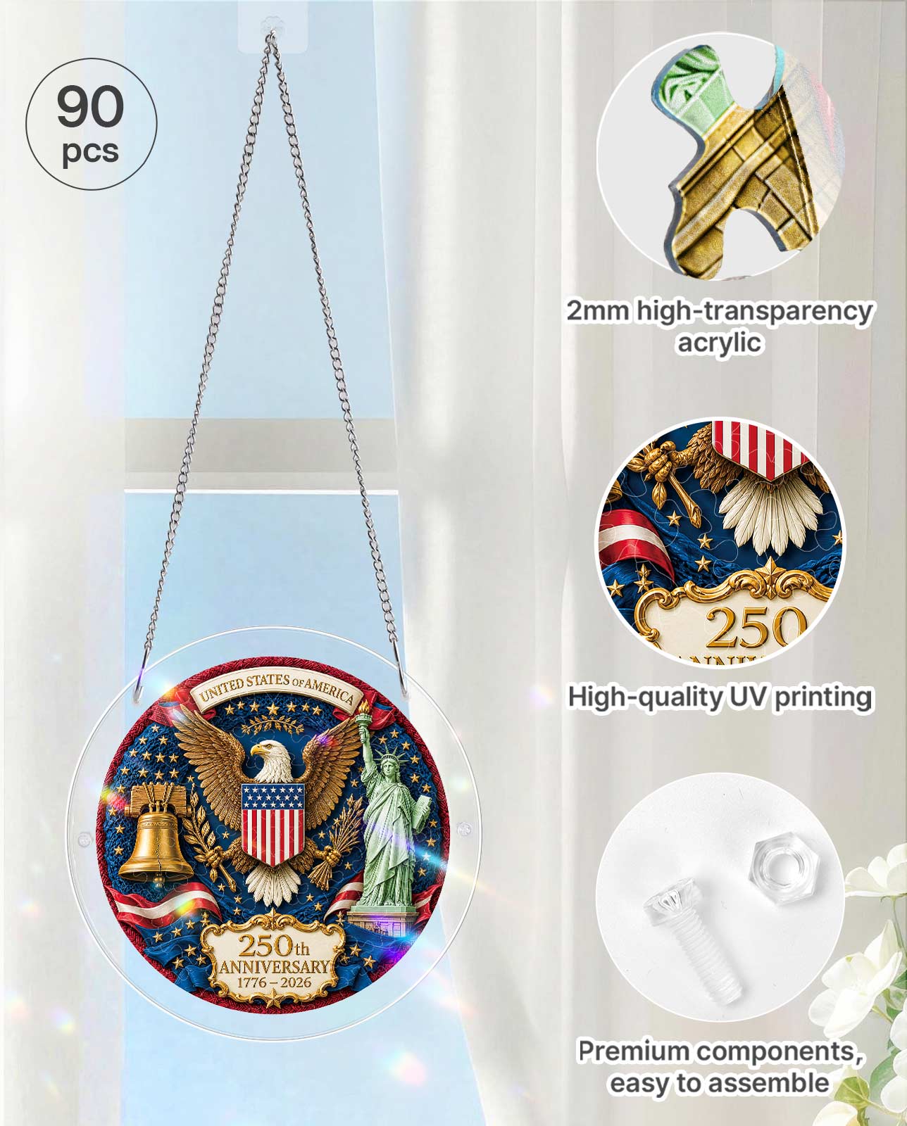 Acrylic Jigsaw Puzzle Suncatcher - Glory of America