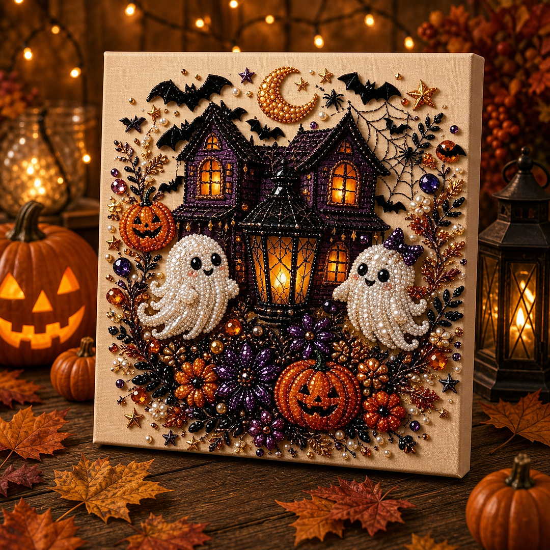3D Halloween-Themed DIY Diamond Painting – Haunted Manor
