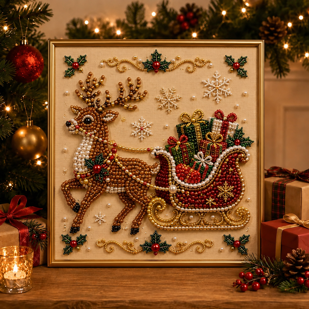 3D Pearl Christmas DIY Diamond Painting - Sleigh Gift