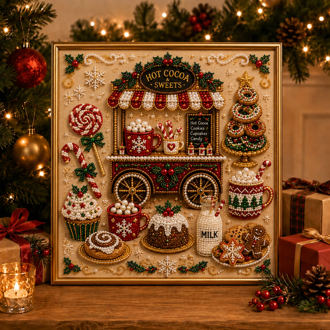 3D Pearl Christmas DIY Diamond Painting - Dessert Cart