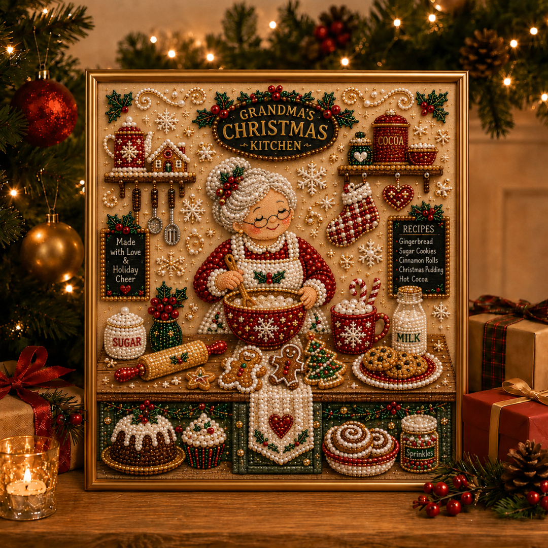 3D Pearl Christmas DIY Diamond Painting - Grandma's Kitchen