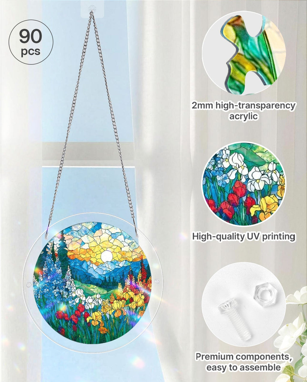 Acrylic Jigsaw Puzzle Suncatcher - Dawn Blossom Sea