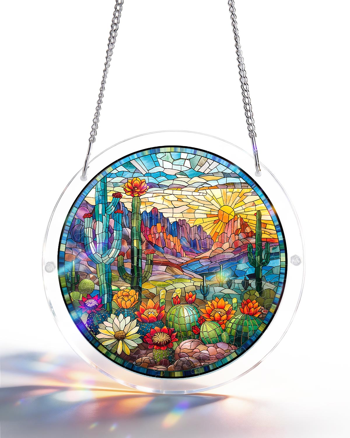 Acrylic Jigsaw Puzzle Suncatcher - Desert Sunrise