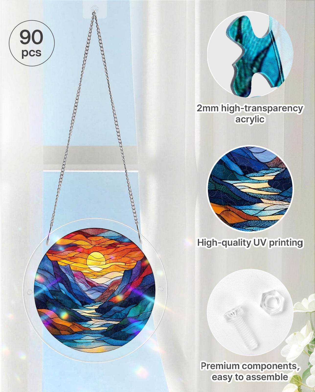 Acrylic Jigsaw Puzzle Suncatcher - Moonlit Riverscape