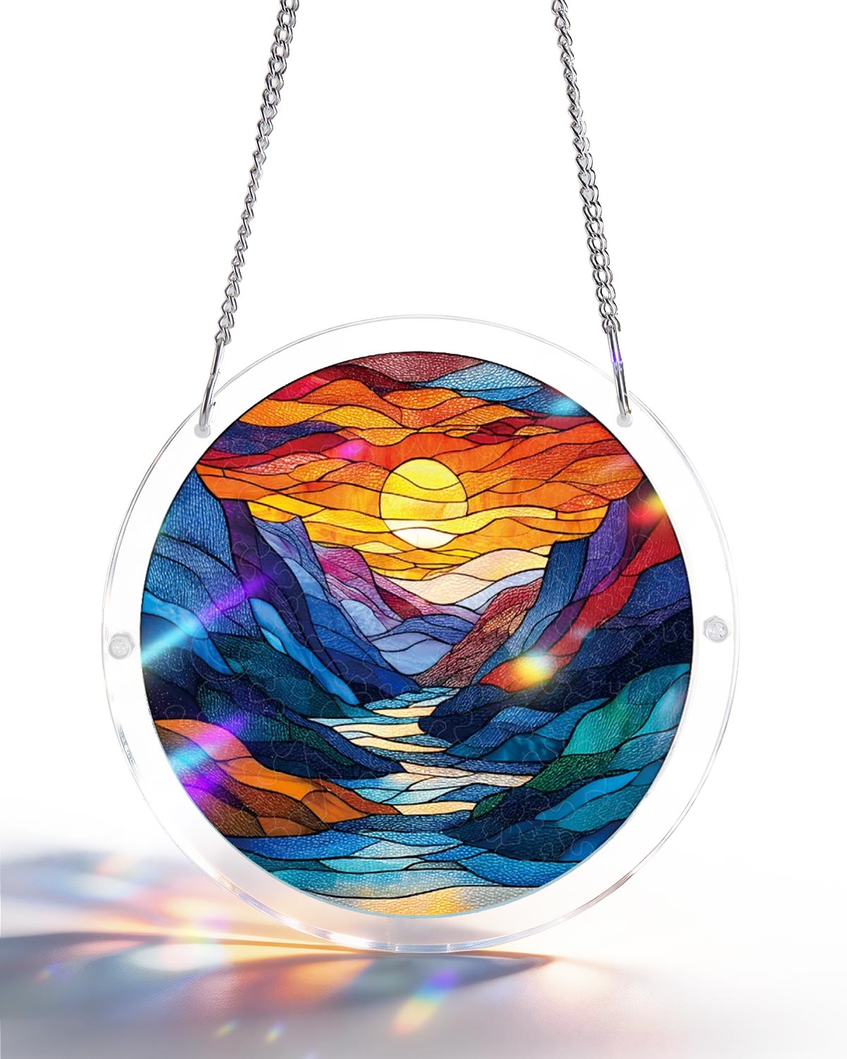 Acrylic Jigsaw Puzzle Suncatcher - Moonlit Riverscape