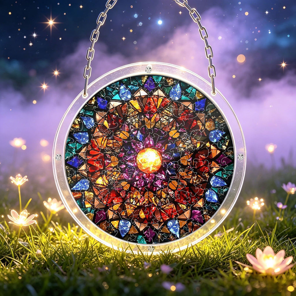 Acrylic Puzzle Suncatcher – Lotus of Light