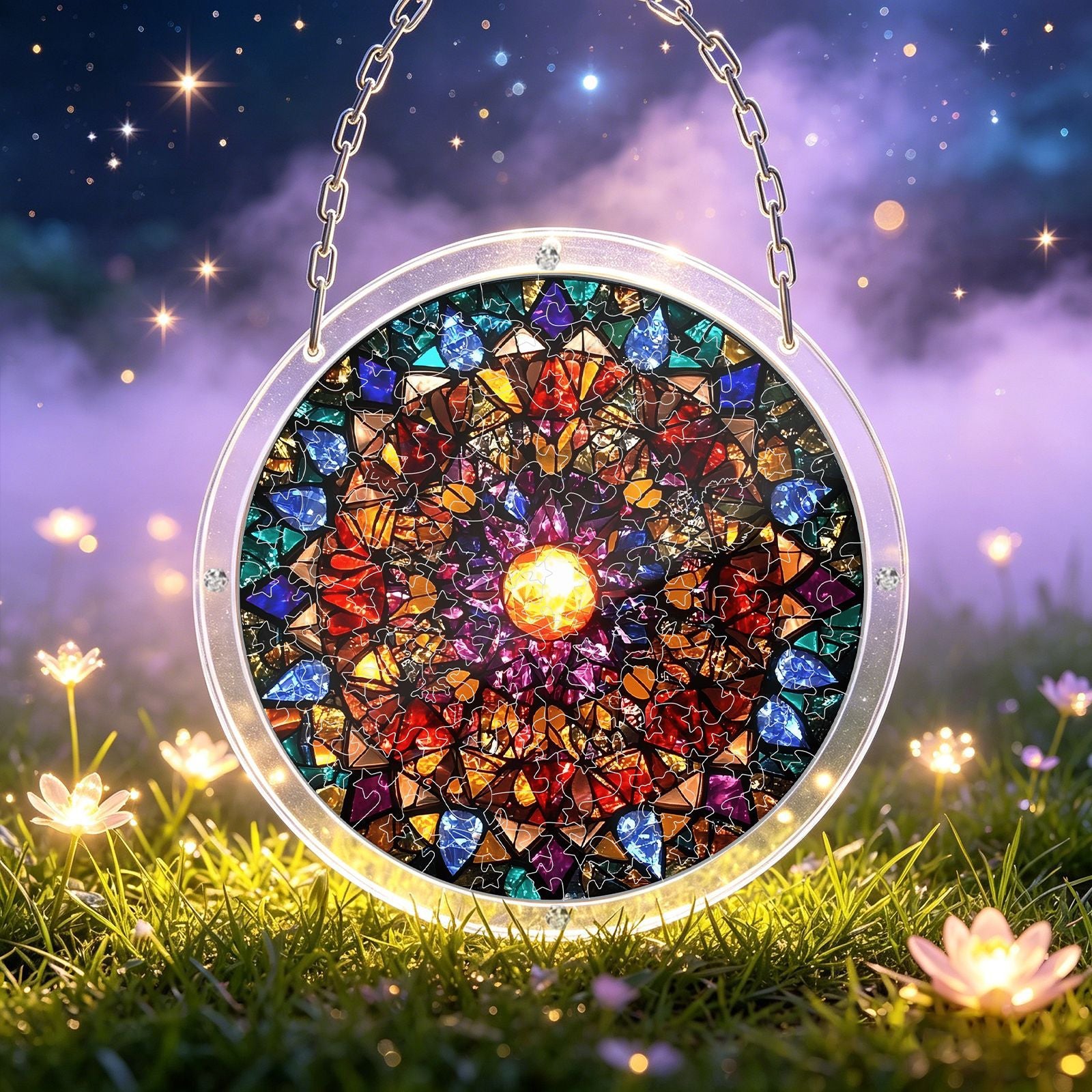 Acrylic Puzzle Suncatcher – Lotus of Light