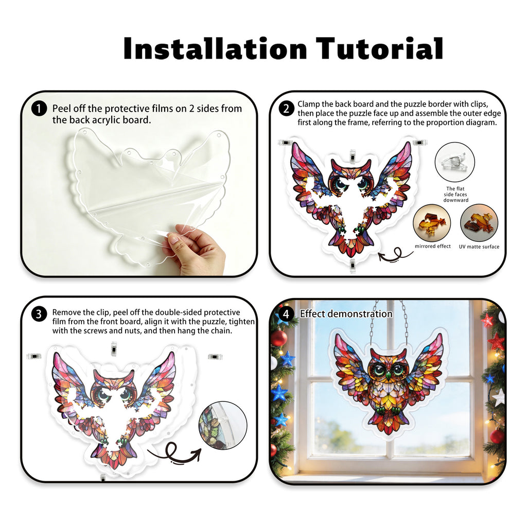 Acrylic Puzzle Suncatcher Hanging Ornament – Owl
