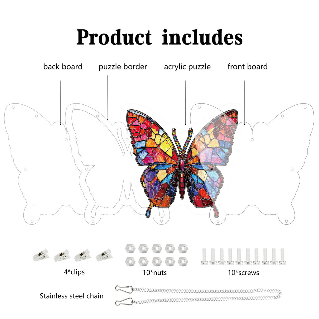 Acrylic Puzzle Suncatcher Hanging Ornament – Butterfly