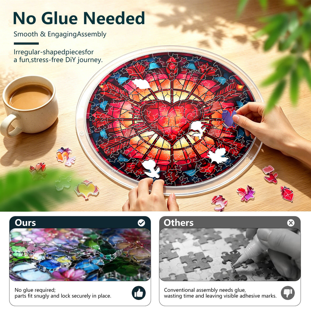 Acrylic Puzzle Suncatcher – Heart of Blazing Flame