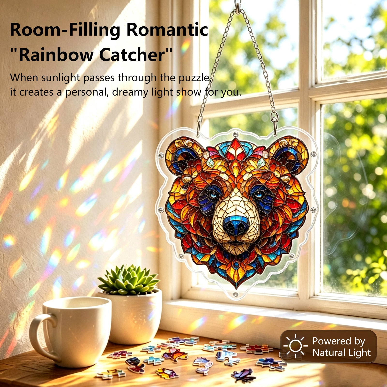 Acrylic Puzzle Suncatcher Hanging Ornament – Black Bear