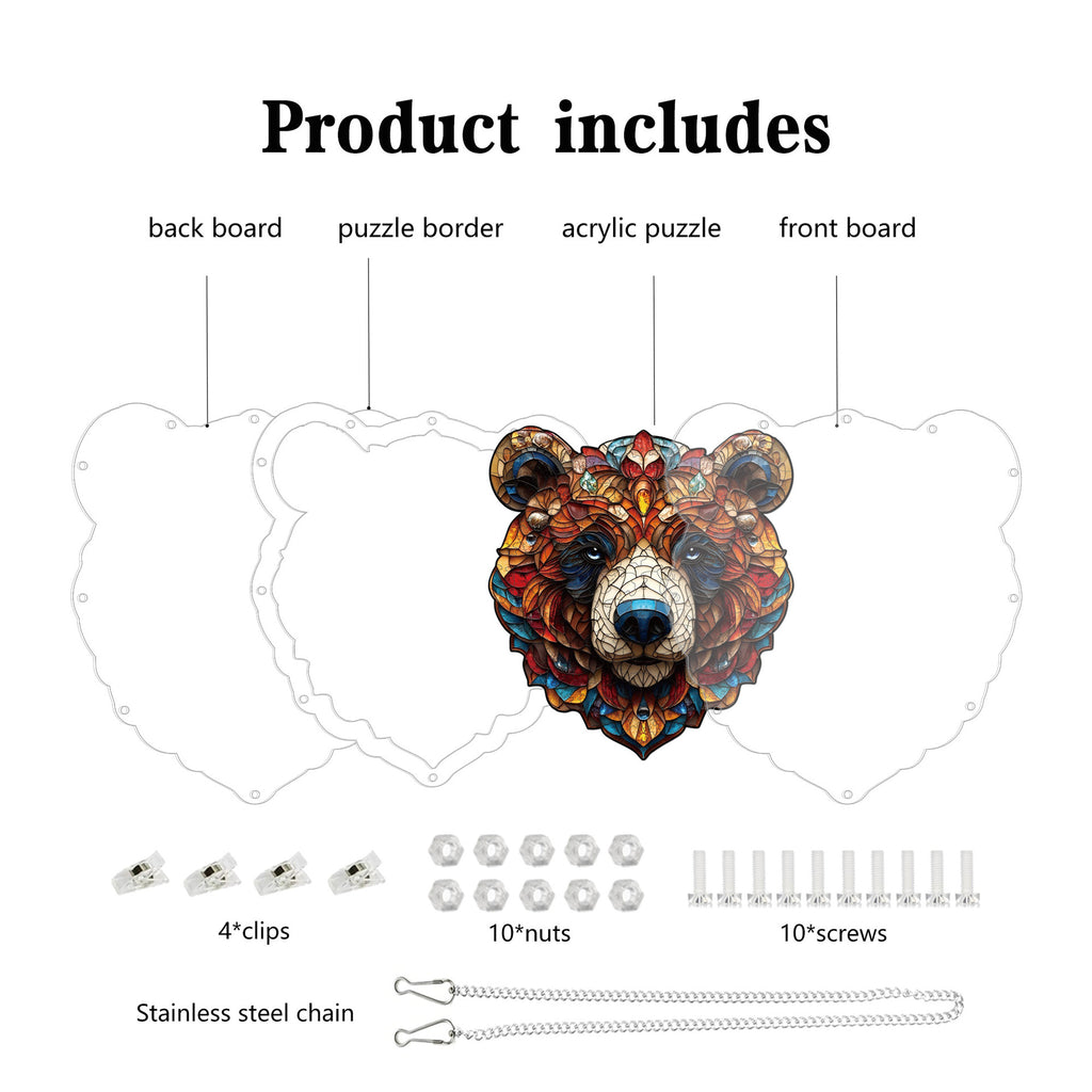 Acrylic Puzzle Suncatcher Hanging Ornament – Black Bear