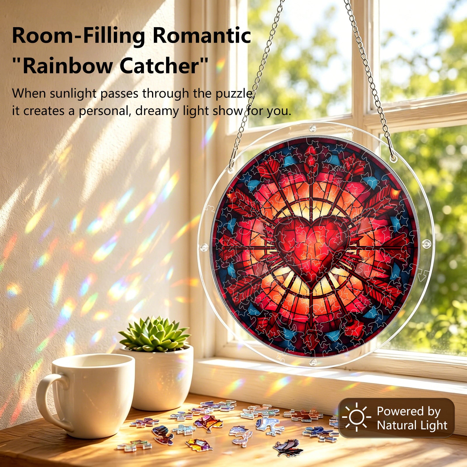 Acrylic Puzzle Suncatcher – Heart of Blazing Flame