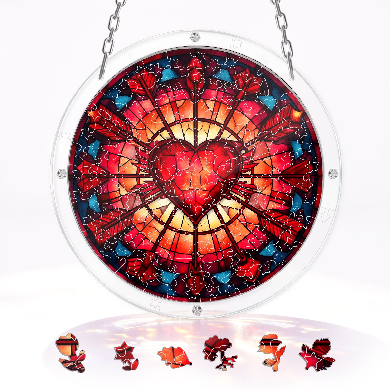 Acrylic Puzzle Suncatcher – Heart of Blazing Flame