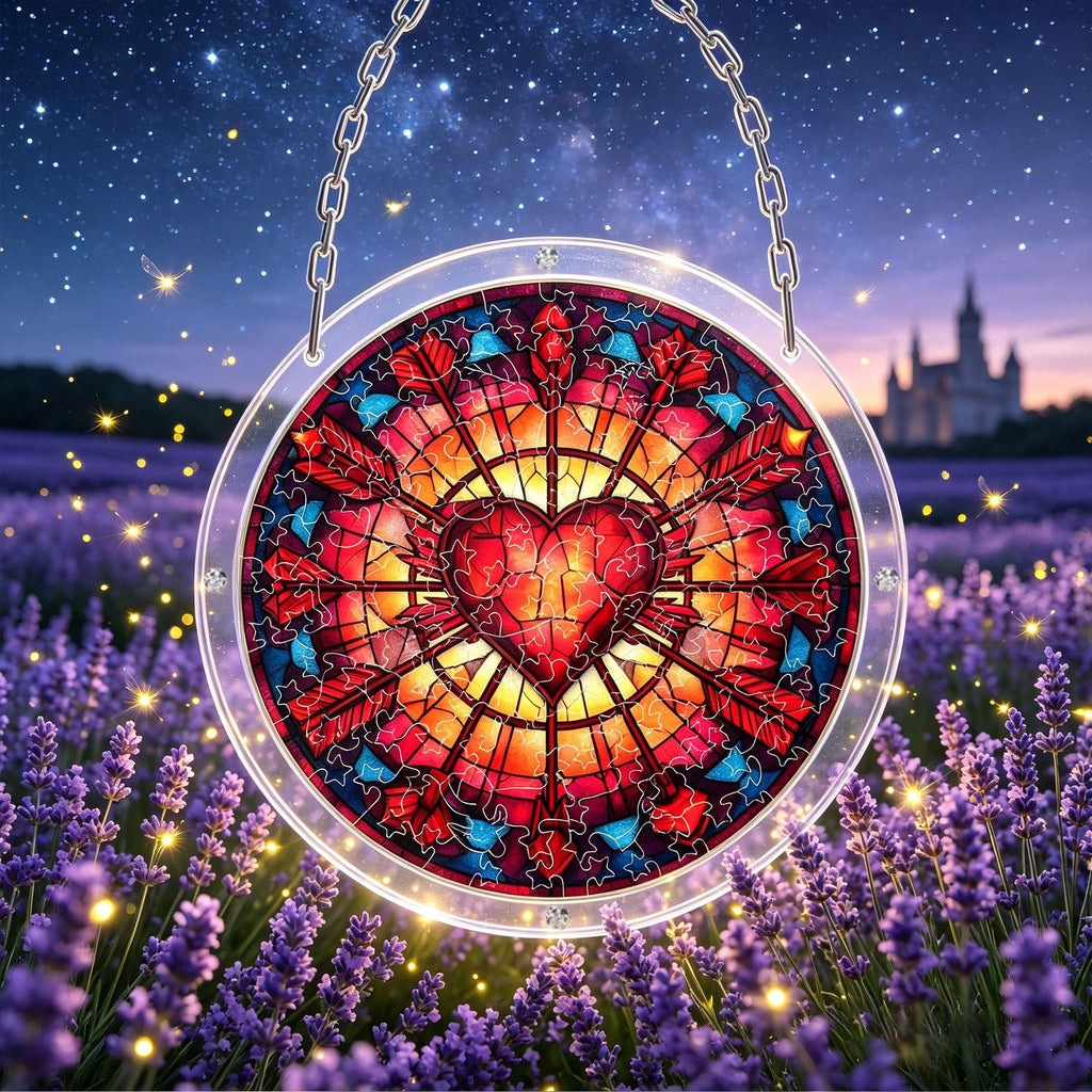 Acrylic Puzzle Suncatcher – Heart of Blazing Flame