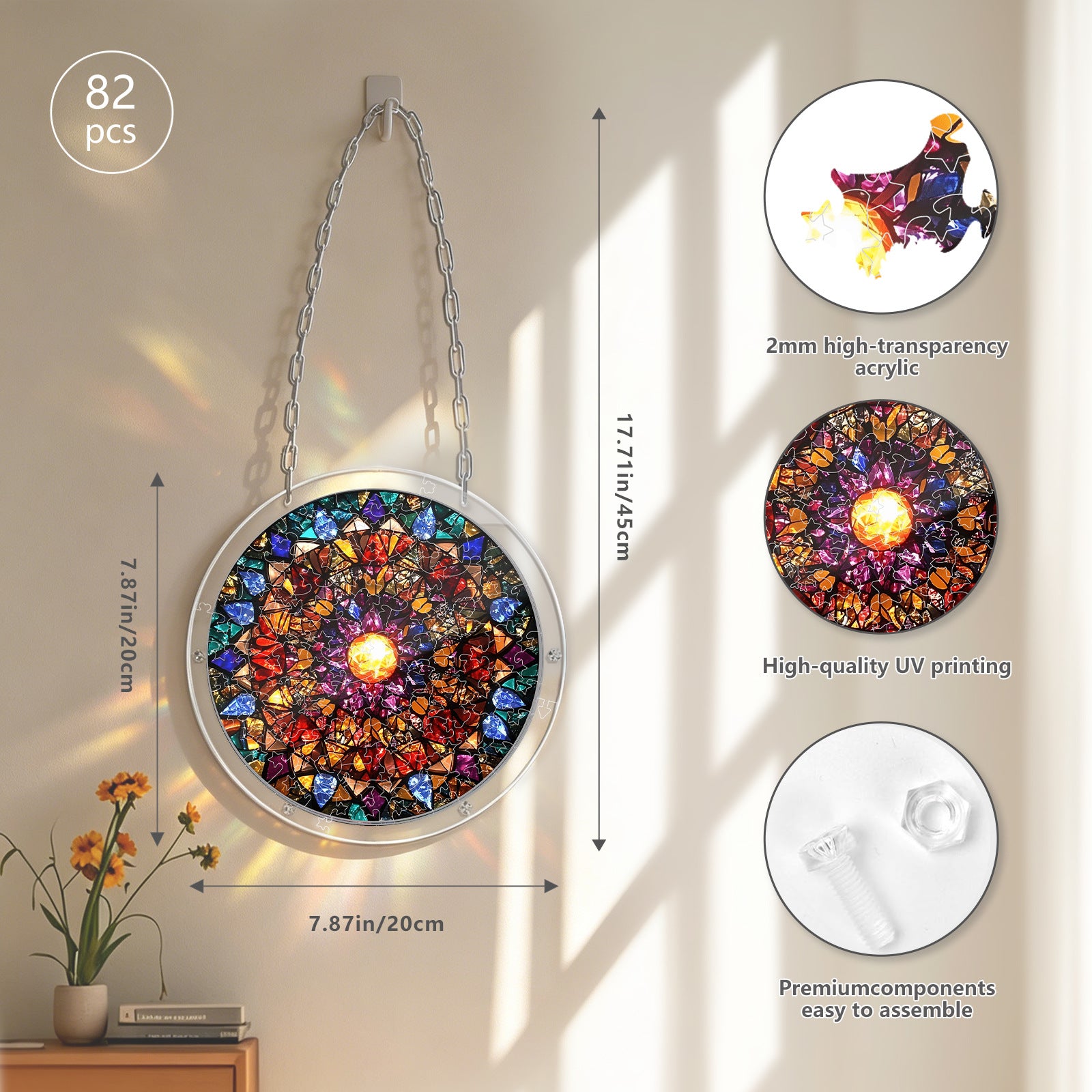 Acrylic Puzzle Suncatcher – Lotus of Light