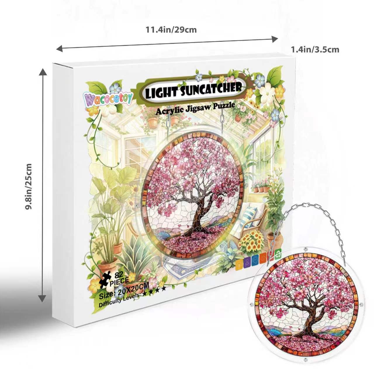 Acrylic Puzzle Suncatcher Hanging Ornament — Tree of Happiness