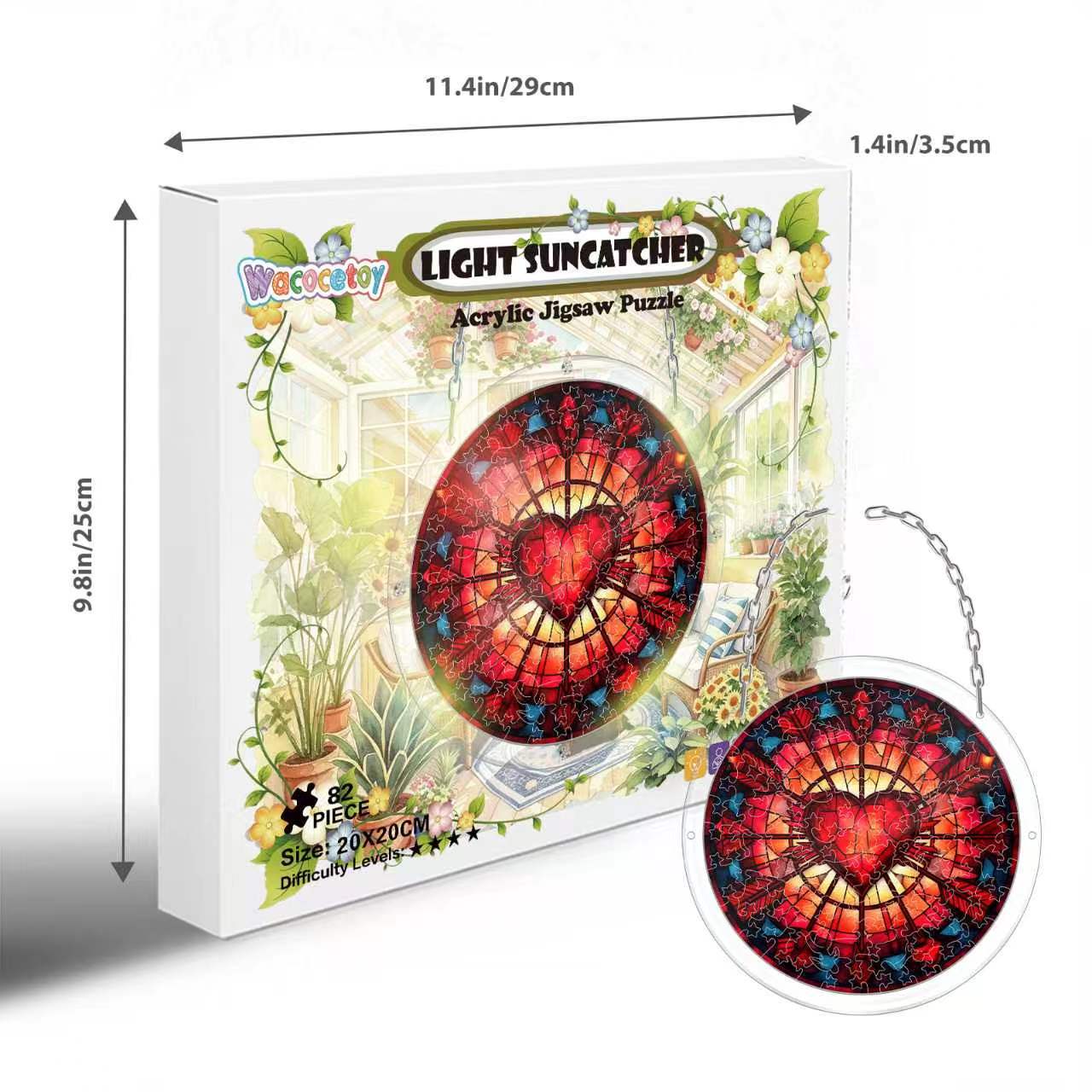 Acrylic Puzzle Suncatcher – Heart of Blazing Flame