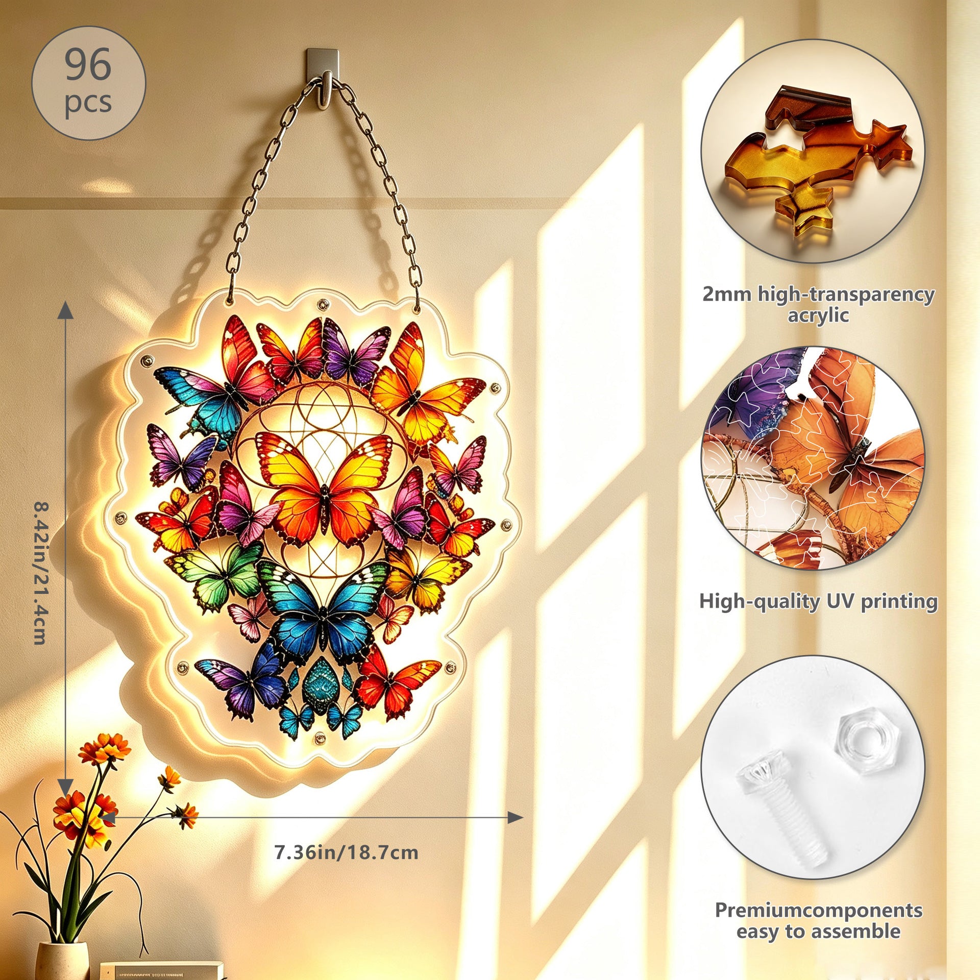 Acrylic Puzzle Suncatcher – Colorful Butterfly