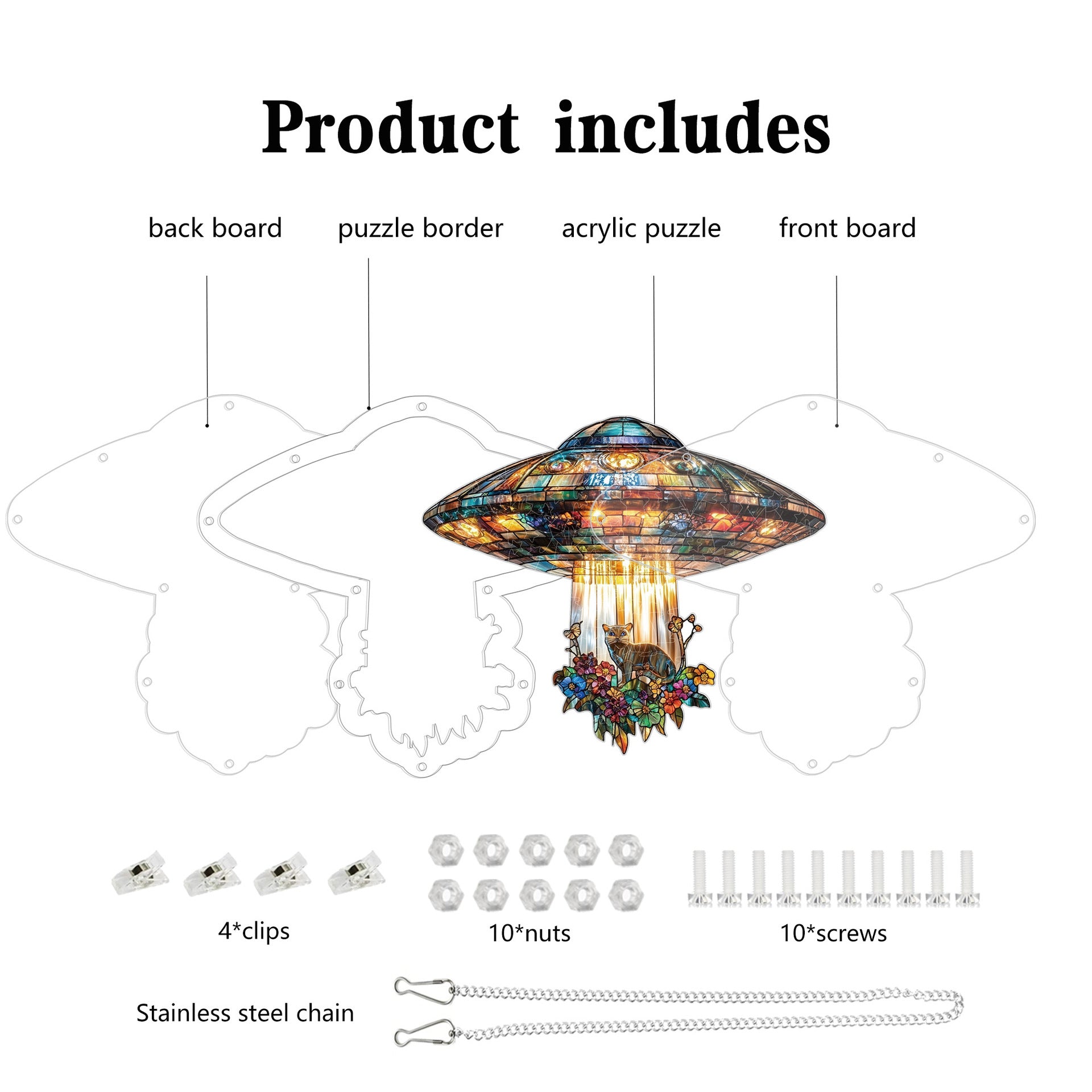 Acrylic Puzzle Light-Catching Hanging Ornament — UFO