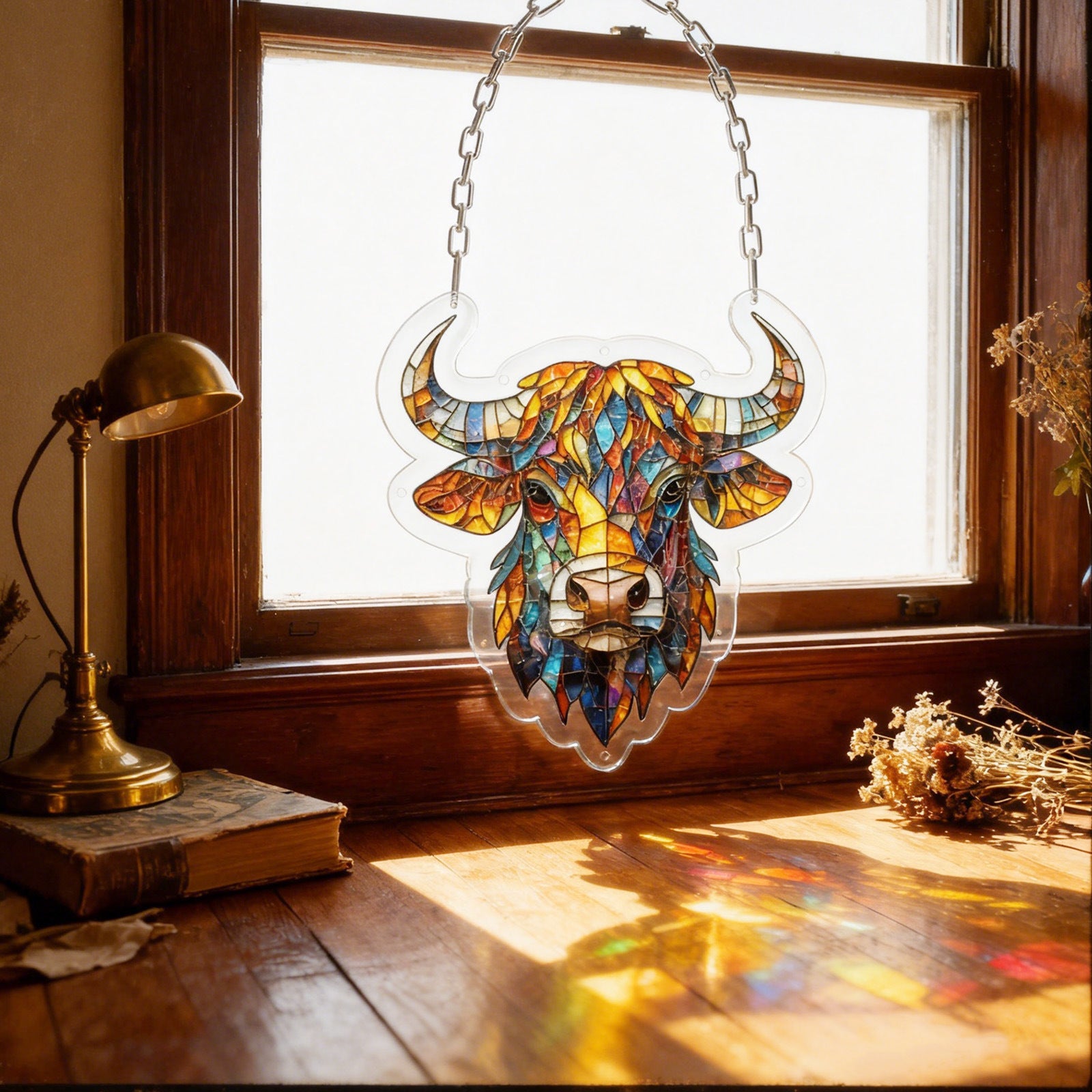 Acrylic Puzzle Suncatcher Hanging Ornament – Ox